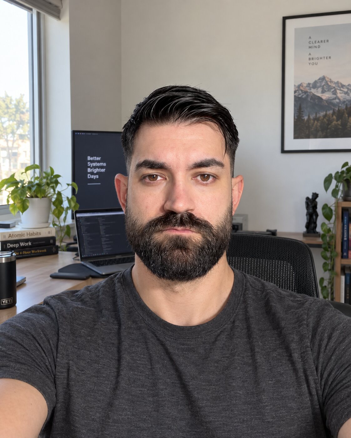 Paris Kyrkos in his home office